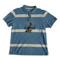 “second life” blue and white striped cat polo