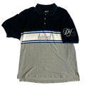 “second life” navy and grey american flag polo