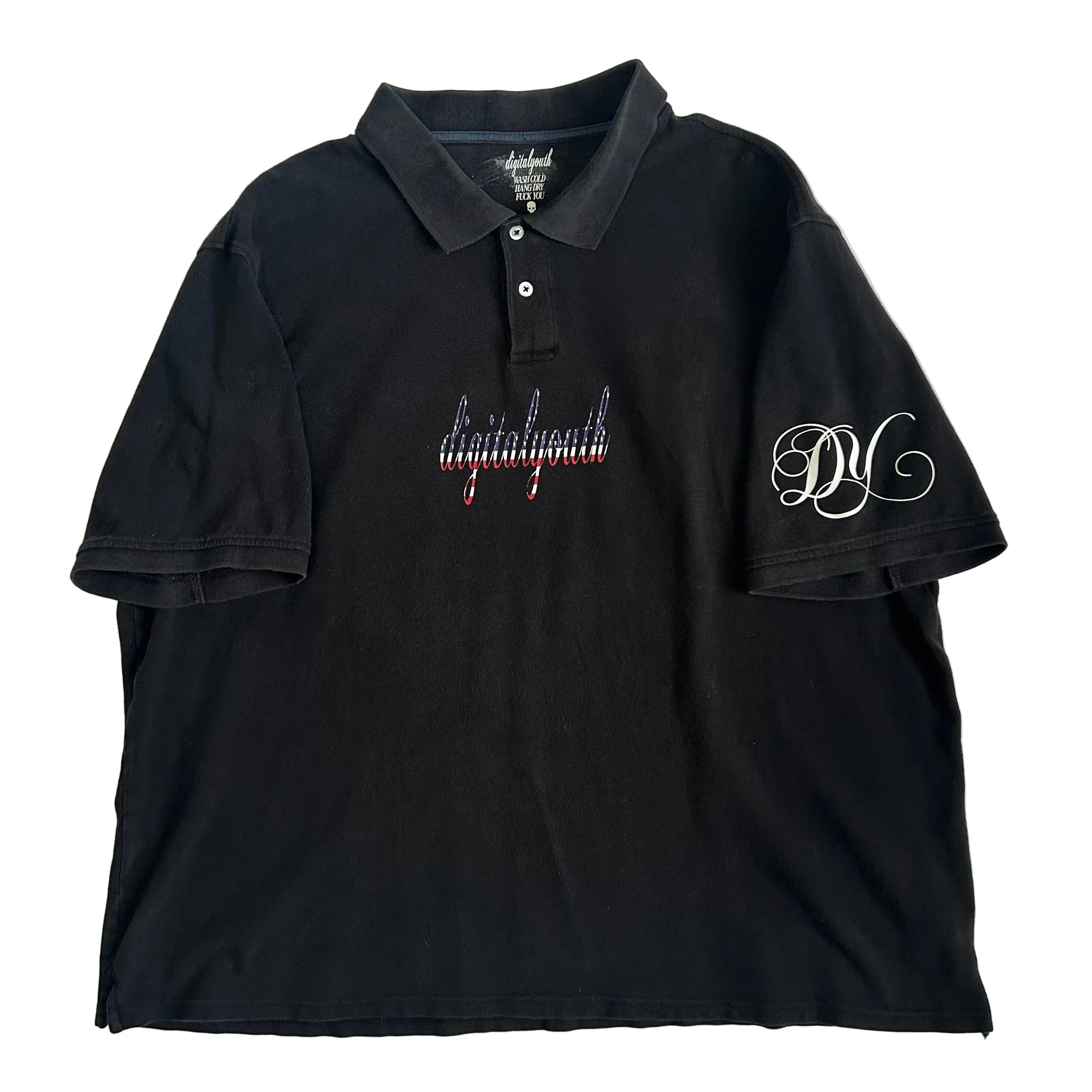 “second life” black american flag polo