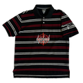 “second life” black and red crosshair striped polo