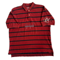 “second life” red and blue striped american flag polo